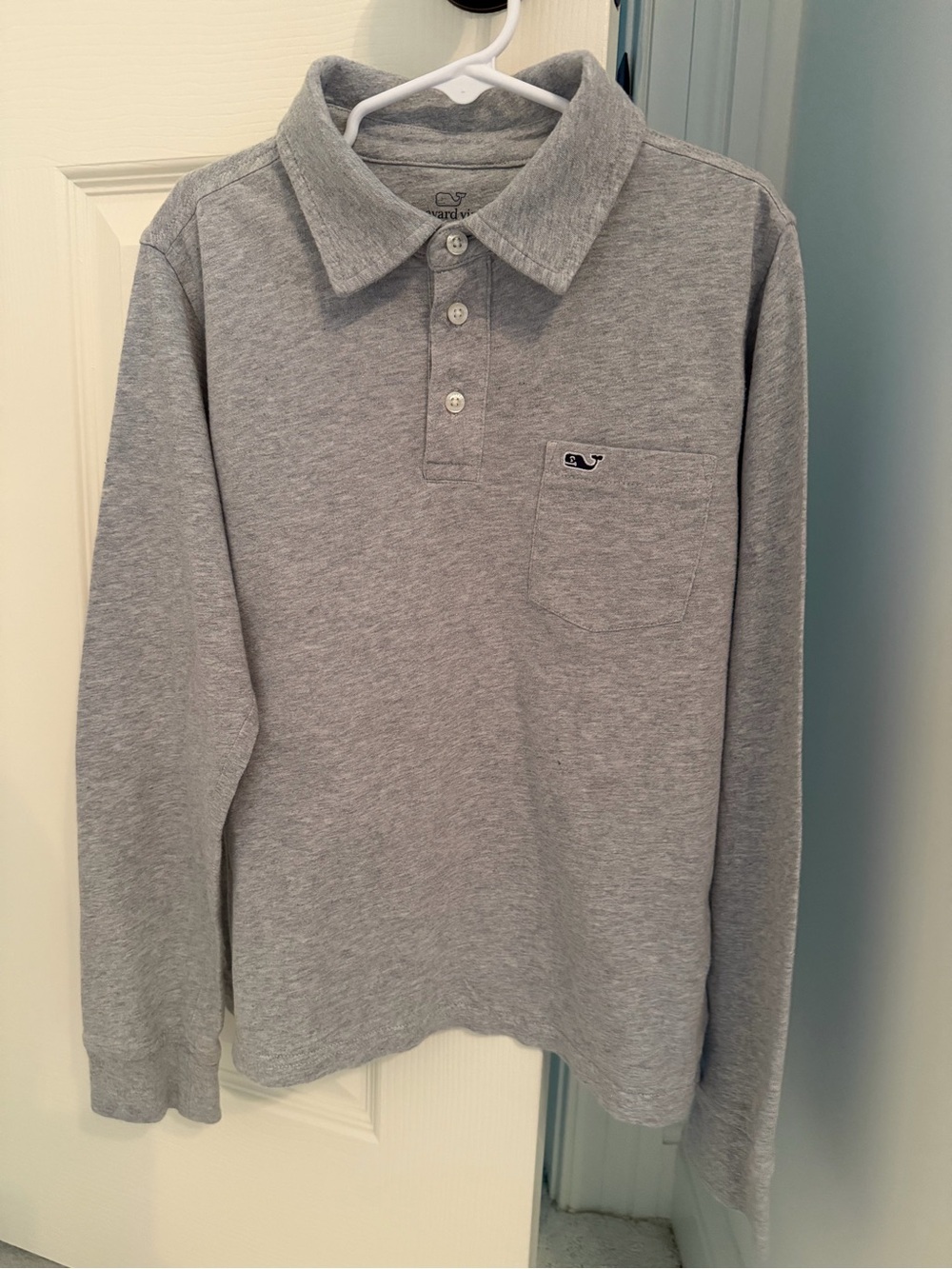 Vineyard Vines Heather Gray Long-Sleeve Polo - Size S (8-10